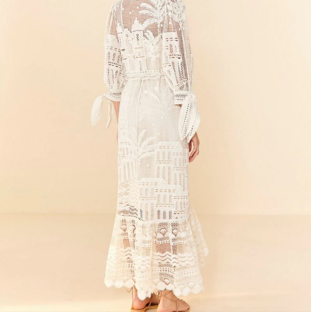 Nwt farm Rio white cut out lace dress maxi. small SOLD OUT - Picture 4 of 5